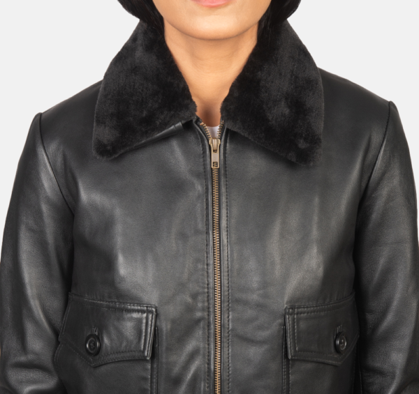 Astra Black Leather Aviator Jacket – Vintage Military Style