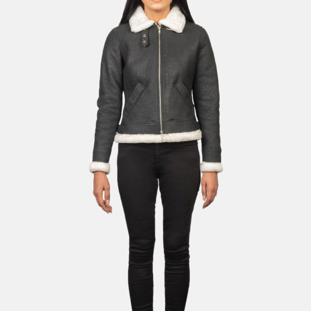 Aurora B-3 Black & White Fur Leather Jacket