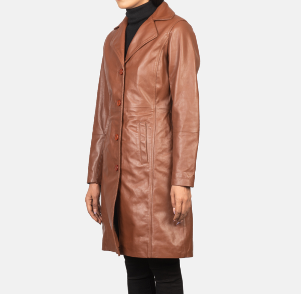 Selene Black Single-Breasted Leather Coat