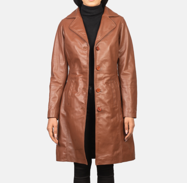 Selene Black Single-Breasted Leather Coat