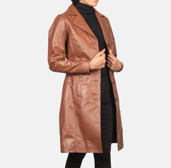 Selene Black Single-Breasted Leather Coat