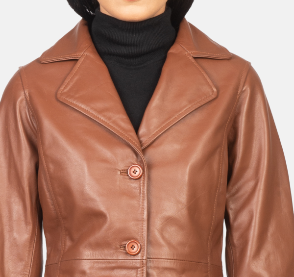 Selene Black Single-Breasted Leather Coat