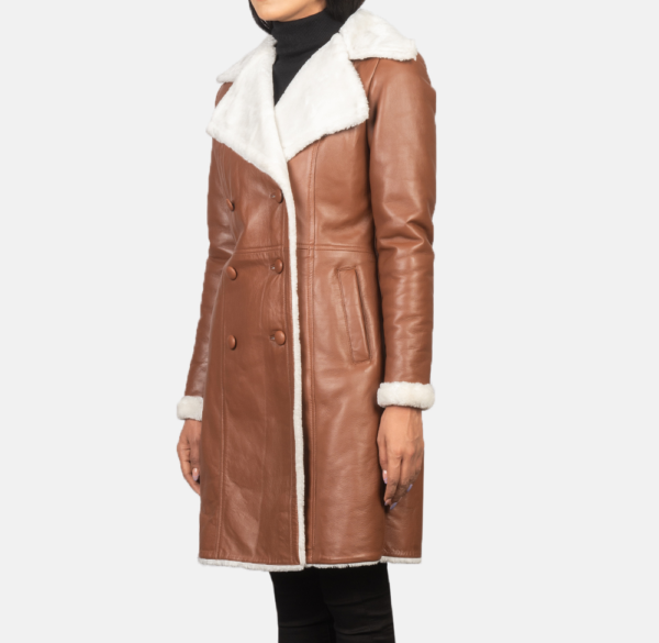 Isla Brown Double-Breasted Shearling Coat