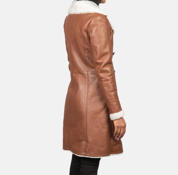 Isla Brown Double-Breasted Shearling Coat