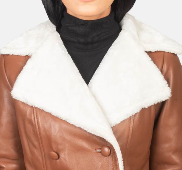 Isla Brown Double-Breasted Shearling Coat