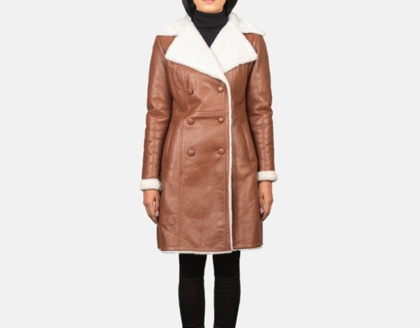 Isla Brown Double-Breasted Shearling Coat