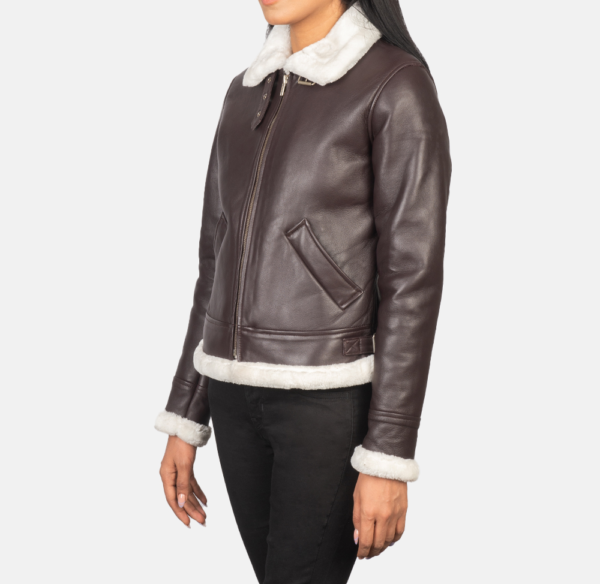Maritza B-3 Maroon Fur Leather Jacket
