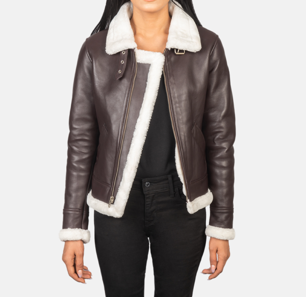 Maritza B-3 Maroon Fur Leather Jacket