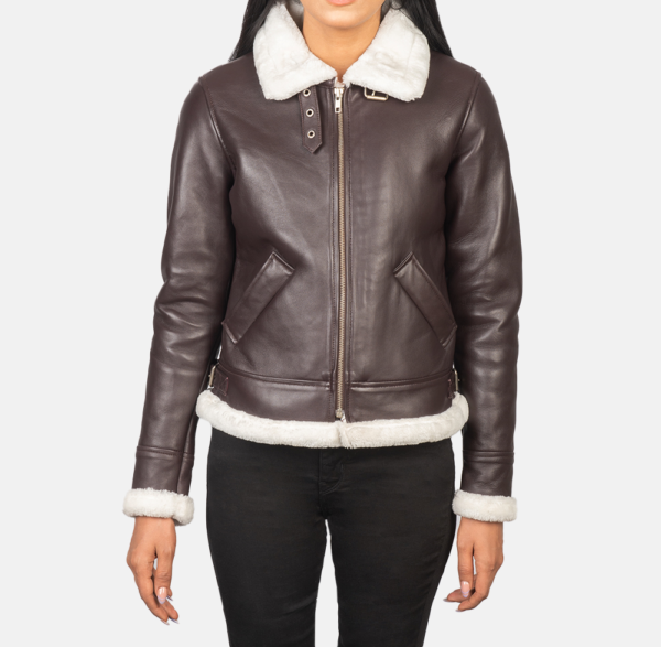 Maritza B-3 Maroon Fur Leather Jacket