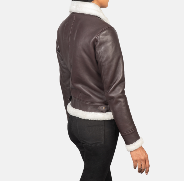 Maritza B-3 Maroon Fur Leather Jacket