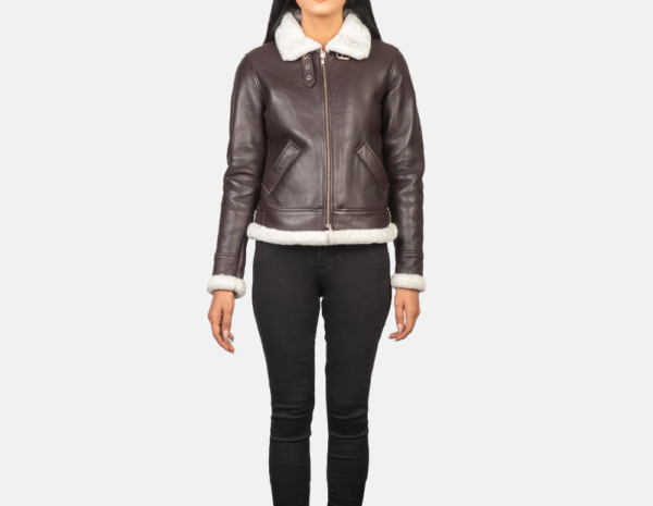 Maritza B-3 Maroon Fur Leather Jacket