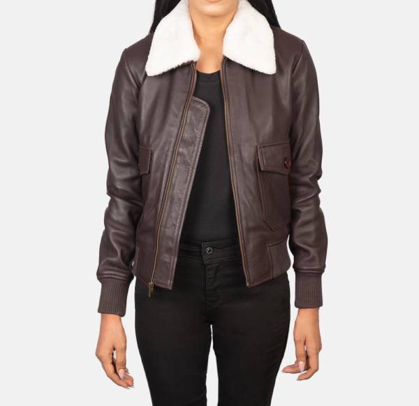 Maroon Fur-Lined G-1 Leather Jacket