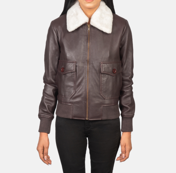 Maroon Fur-Lined G-1 Leather Jacket