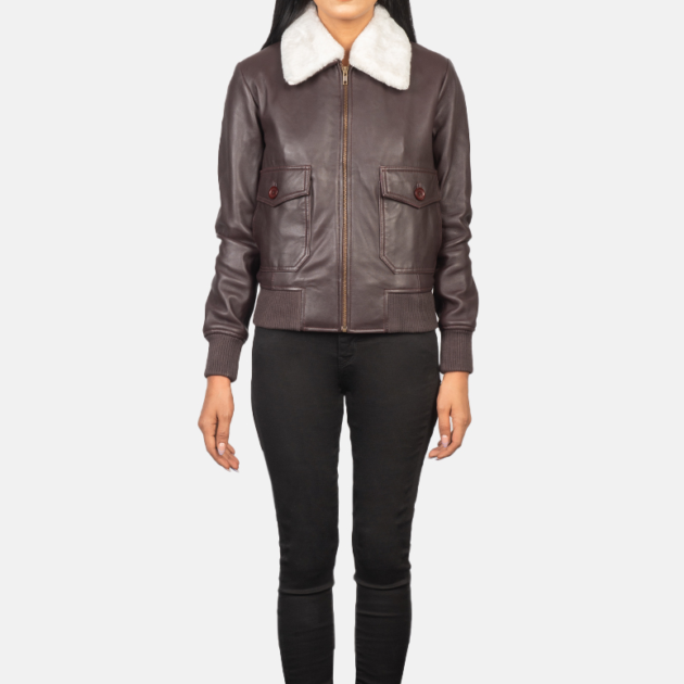 Maroon Fur-Lined G-1 Leather Jacket
