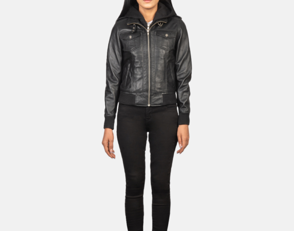 Ryder Black Leather Jacket with Detachable Hood – Modern and Versatile