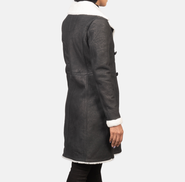 Selene Black Double-Breasted Shearling Coat