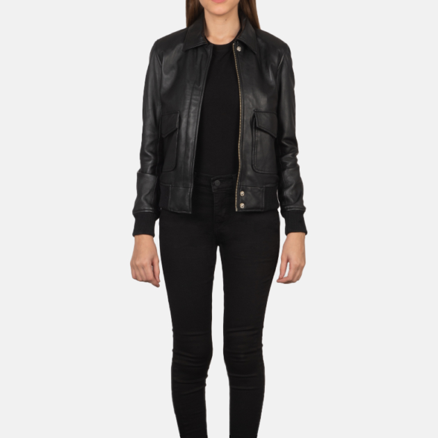 Westa Black Aviator Leather Bomber Jacket – Classic Military Style