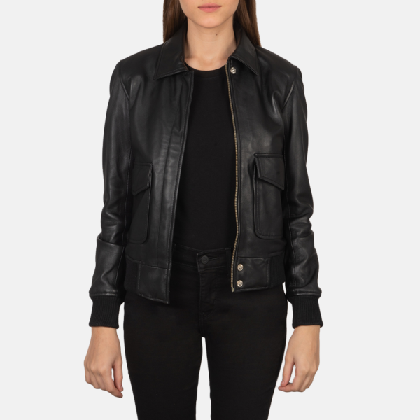 Westa Black Aviator Leather Bomber Jacket – Classic Military Style